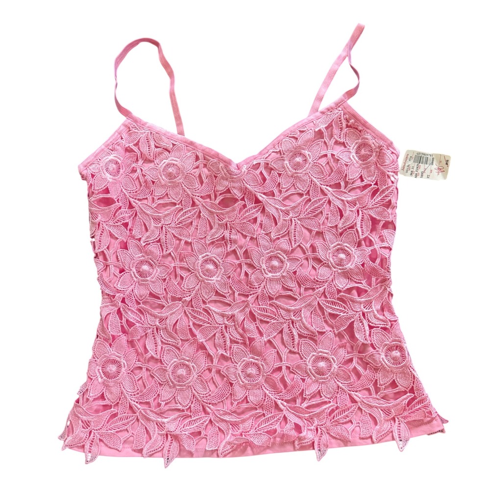 Flora Nikrooz‎ Pink Floral Lace Camisole Tank Top 5445 Size P New